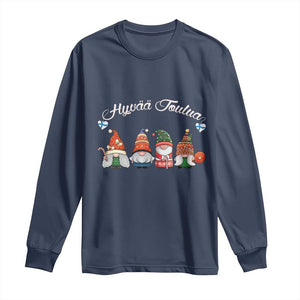 Hyvaa Joulua Long Sleeve Shirt Finland Christmas Gnome Korsns Sweater TS11 Navy Print Your Wear