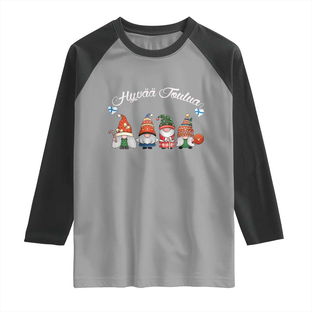 Hyvaa Joulua Raglan Shirt Finland Christmas Gnome Korsnäs Sweater TS11 Sport Gray Black Print Your Wear