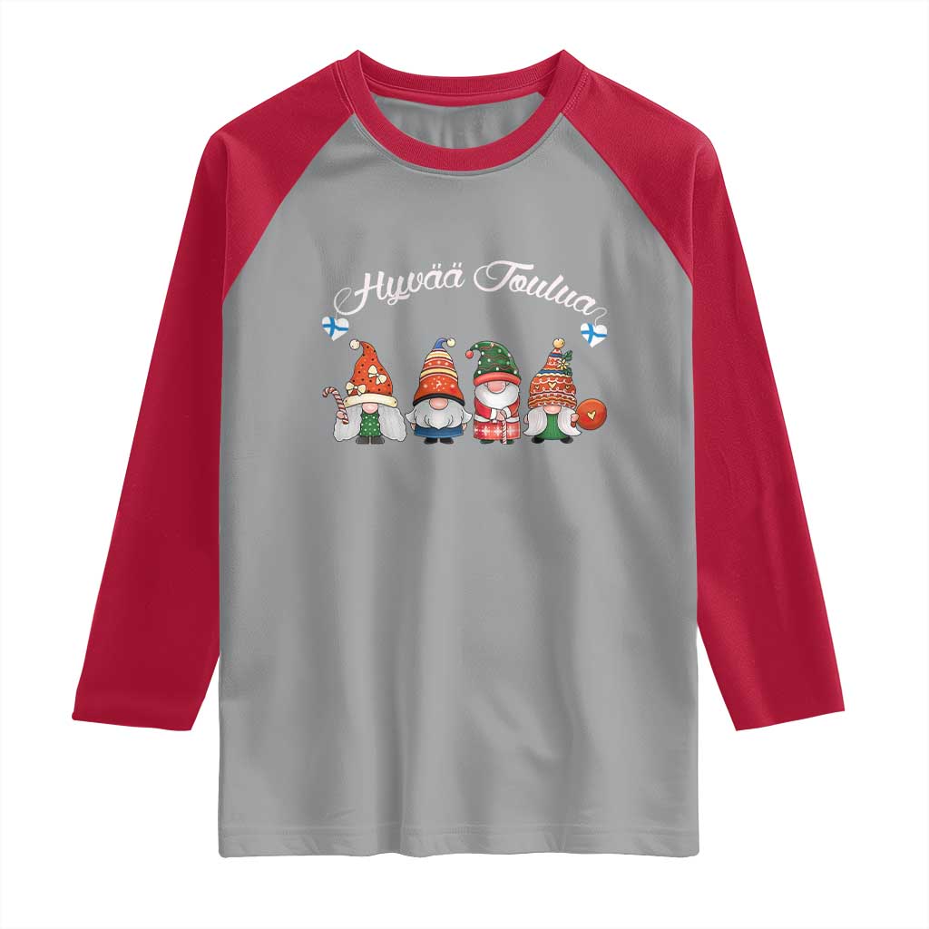Hyvaa Joulua Raglan Shirt Finland Christmas Gnome Korsnäs Sweater TS11 Sport Gray Red Print Your Wear