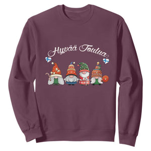 Hyvaa Joulua Sweatshirt Finland Christmas Gnome Korsns Sweater TS11 Maroon Print Your Wear