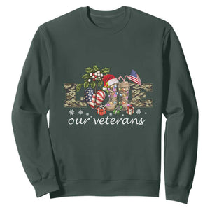 Love Our Veterans Sweatshirt Veterans Day Proud Military American Flag TS11 Dark Forest Green Print Your Wear