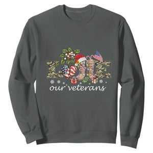 Love Our Veterans Sweatshirt Veterans Day Proud Military American Flag TS11 Dark Heather Print Your Wear