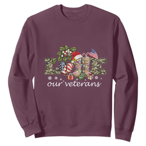 Love Our Veterans Sweatshirt Veterans Day Proud Military American Flag TS11 Maroon Print Your Wear