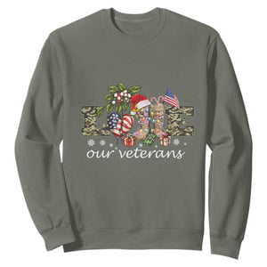 Love Our Veterans Sweatshirt Veterans Day Proud Military American Flag TS11 Military Green Print Your Wear