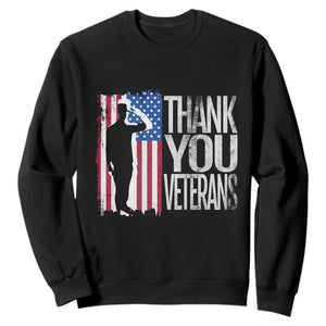 Thank You Veterans Sweatshirt Veterans Day Proud Military American Flag TS11 Black Print Your Wear