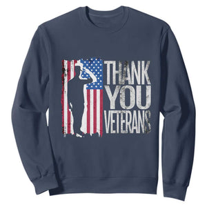 Thank You Veterans Sweatshirt Veterans Day Proud Military American Flag TS11 Navy Print Your Wear