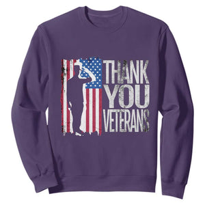 Thank You Veterans Sweatshirt Veterans Day Proud Military American Flag TS11 Purple Print Your Wear