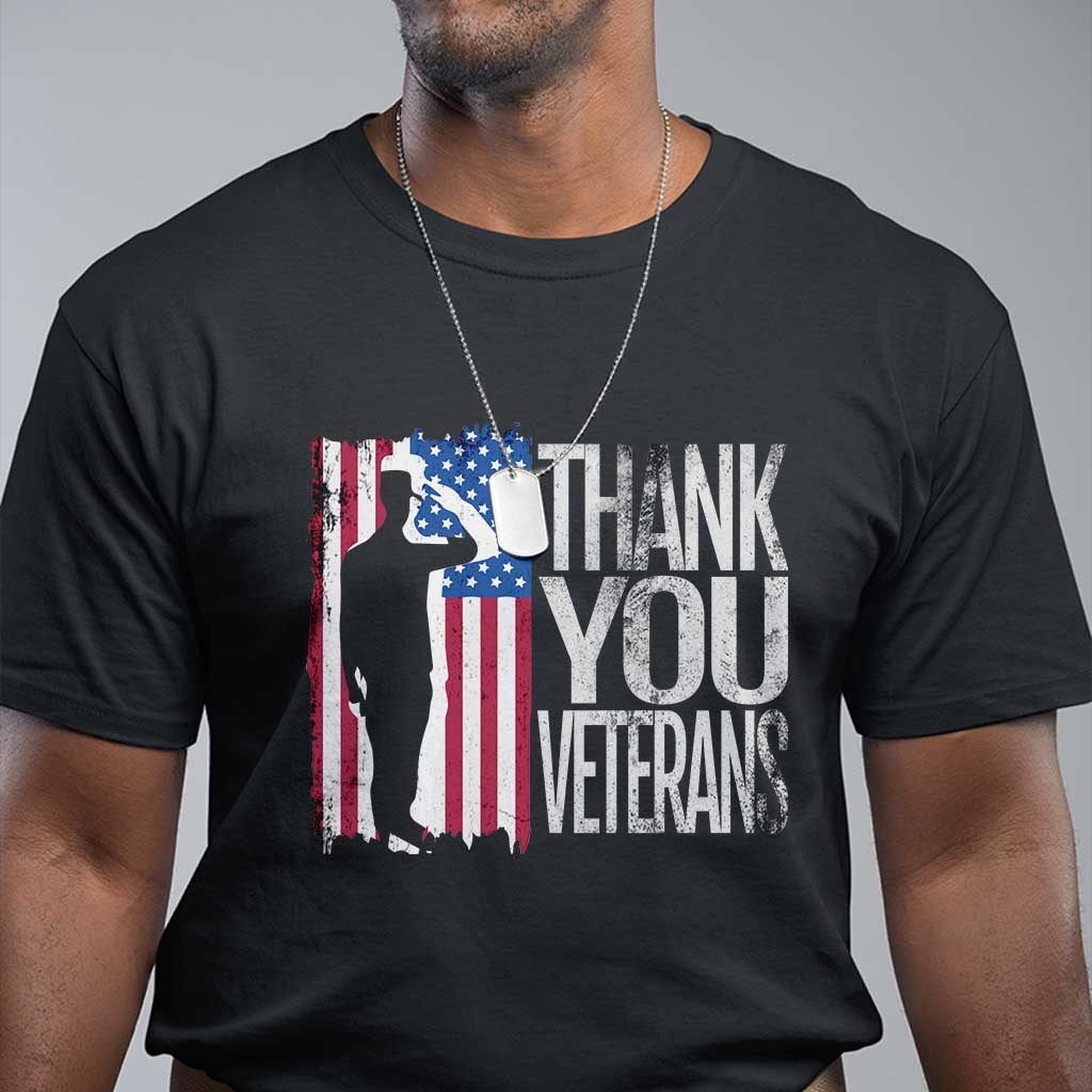 Thank You Veterans T Shirt Veterans Day Proud Military American Flag TS11 Black Print Your Wear