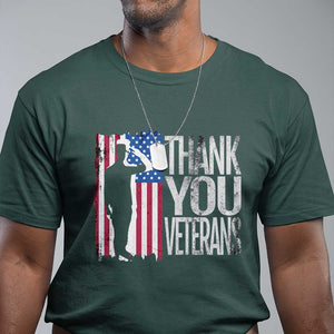 Thank You Veterans T Shirt Veterans Day Proud Military American Flag TS11 Dark Forest Green Print Your Wear