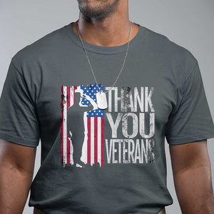 Thank You Veterans T Shirt Veterans Day Proud Military American Flag TS11 Dark Heather Print Your Wear