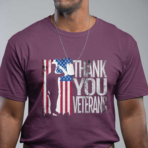 Thank You Veterans T Shirt Veterans Day Proud Military American Flag TS11 Maroon Print Your Wear