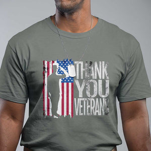 Thank You Veterans T Shirt Veterans Day Proud Military American Flag TS11 Military Green Print Your Wear