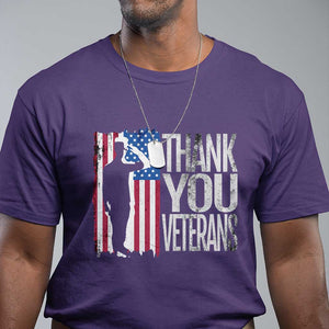 Thank You Veterans T Shirt Veterans Day Proud Military American Flag TS11 Purple Print Your Wear