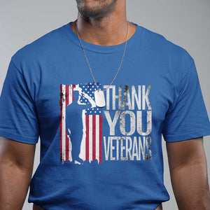 Thank You Veterans T Shirt Veterans Day Proud Military American Flag TS11 Royal Blue Print Your Wear