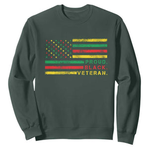 Proud Black Veteran Sweatshirt Veterans Day Proud Military American Flag TS11 Dark Forest Green Print Your Wear