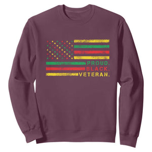 Proud Black Veteran Sweatshirt Veterans Day Proud Military American Flag TS11 Maroon Print Your Wear