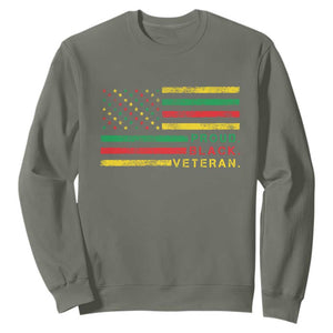 Proud Black Veteran Sweatshirt Veterans Day Proud Military American Flag TS11 Military Green Print Your Wear