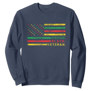 Proud Black Veteran Sweatshirt Veterans Day Proud Military American Flag TS11 Navy Print Your Wear