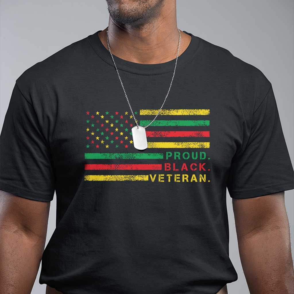 Proud Black Veteran T Shirt Veterans Day Proud Military American Flag TS11 Black Print Your Wear