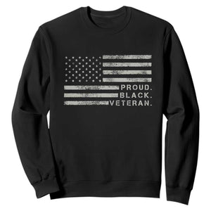 Proud Black Veteran Sweatshirt Veterans Day Proud Vintage American Flag Military TS11 Black Print Your Wear