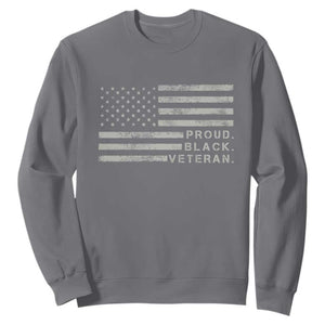 Proud Black Veteran Sweatshirt Veterans Day Proud Vintage American Flag Military TS11 Charcoal Print Your Wear