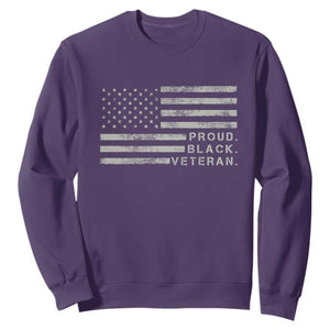 Proud Black Veteran Sweatshirt Veterans Day Proud Vintage American Flag Military TS11 Purple Print Your Wear