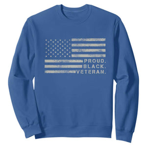 Proud Black Veteran Sweatshirt Veterans Day Proud Vintage American Flag Military TS11 Royal Blue Print Your Wear