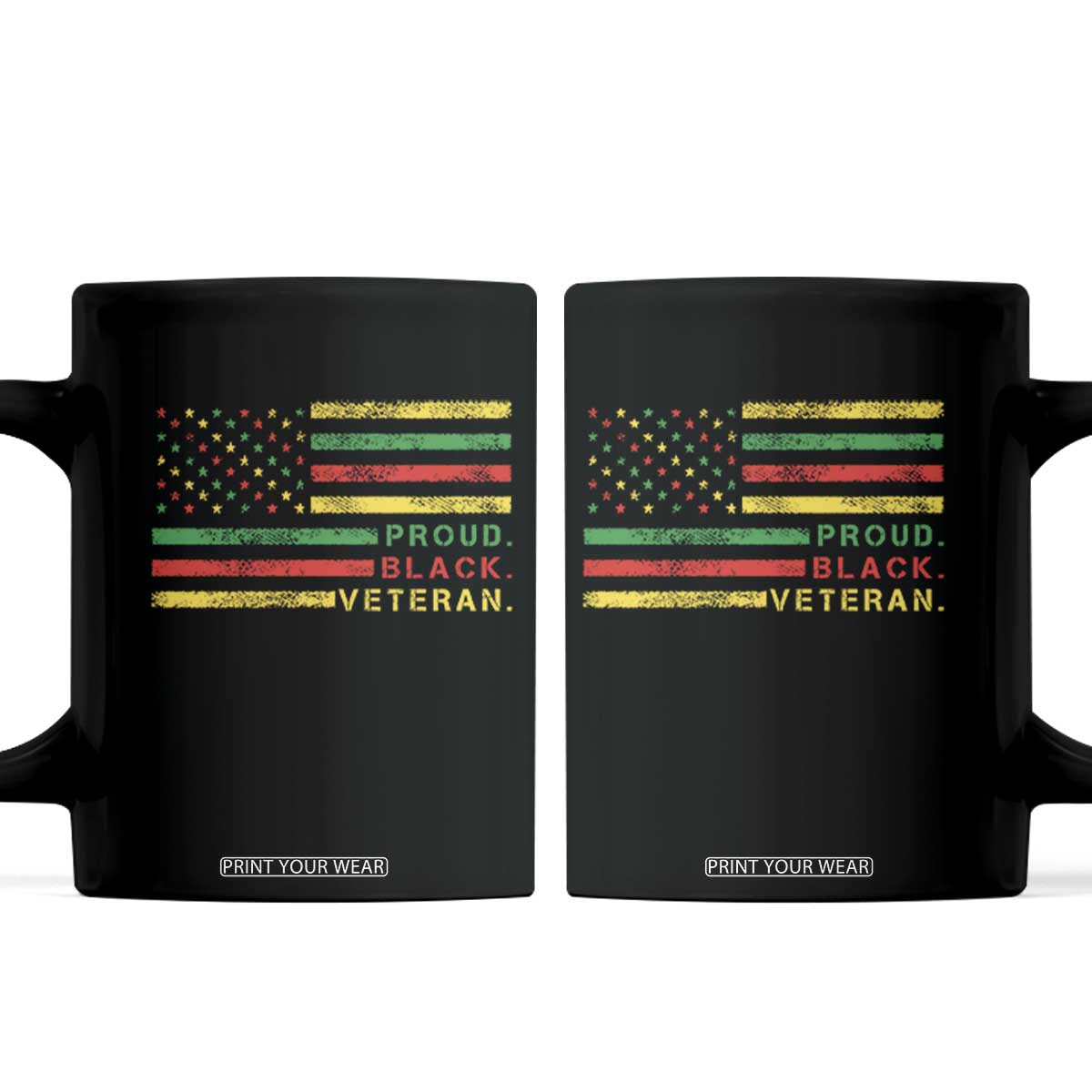 Proud Black Veteran Coffee Mug Veterans Day Proud Military American Flag TS11 Black Print Your Wear