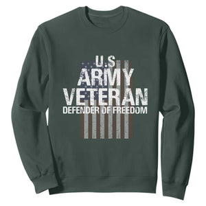 Patriotic Veterans Sweatshirt U.S Army Veteran Defender Of Freedom TS11 Dark Forest Green Print Your Wear