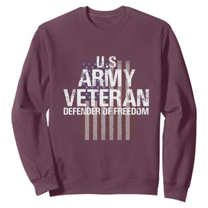 Patriotic Veterans Sweatshirt U.S Army Veteran Defender Of Freedom TS11 Maroon Print Your Wear