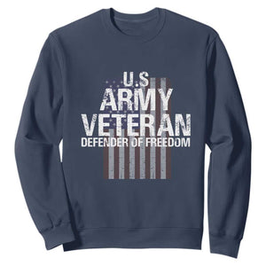 Patriotic Veterans Sweatshirt U.S Army Veteran Defender Of Freedom TS11 Navy Print Your Wear