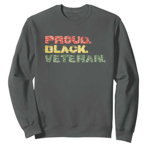 Proud Black Veteran Sweatshirt Veterans Day Proud Military Camouflage TS11 Dark Heather Print Your Wear