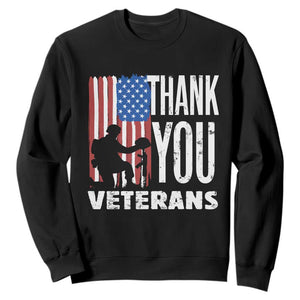 Thank You Veterans Sweatshirt American Flag Veterans Day TS11 Black Print Your Wear