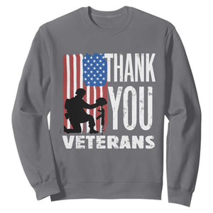 Thank You Veterans Sweatshirt American Flag Veterans Day TS11 Charcoal Print Your Wear