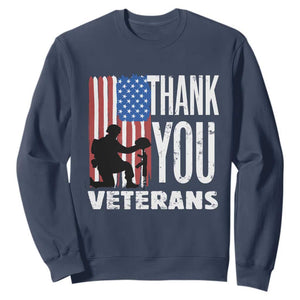 Thank You Veterans Sweatshirt American Flag Veterans Day TS11 Navy Print Your Wear