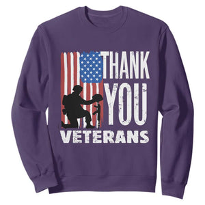 Thank You Veterans Sweatshirt American Flag Veterans Day TS11 Purple Print Your Wear