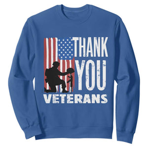 Thank You Veterans Sweatshirt American Flag Veterans Day TS11 Royal Blue Print Your Wear