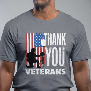 Thank You Veterans T Shirt American Flag Veterans Day TS11 Charcoal Print Your Wear