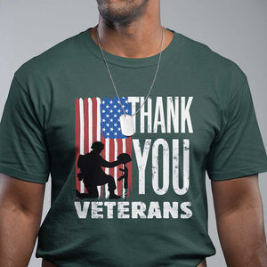 Thank You Veterans T Shirt American Flag Veterans Day TS11 Dark Forest Green Print Your Wear