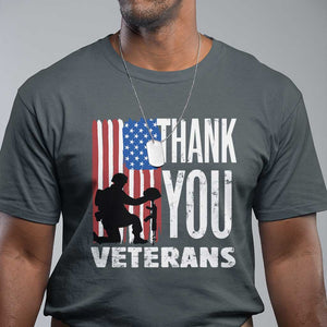 Thank You Veterans T Shirt American Flag Veterans Day TS11 Dark Heather Print Your Wear