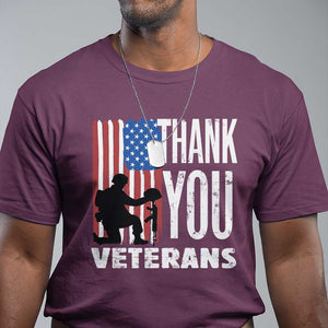 Thank You Veterans T Shirt American Flag Veterans Day TS11 Maroon Print Your Wear