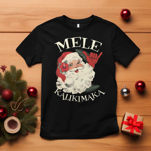 Christmas In Hawaii T Shirt Mele Kalikimaka Retro Santa Shaka Aloha Xmas TS11 Black Print Your Wear