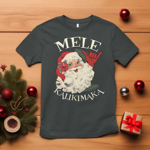 Christmas In Hawaii T Shirt Mele Kalikimaka Retro Santa Shaka Aloha Xmas TS11 Dark Heather Print Your Wear