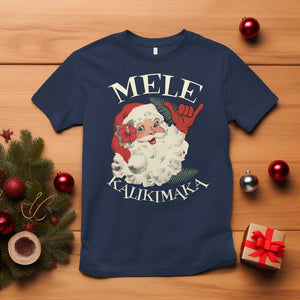 Christmas In Hawaii T Shirt Mele Kalikimaka Retro Santa Shaka Aloha Xmas TS11 Navy Print Your Wear