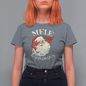 Christmas In Hawaii T Shirt For Women Mele Kalikimaka Retro Santa Shaka Aloha Xmas TS11 Charcoal Print Your Wear