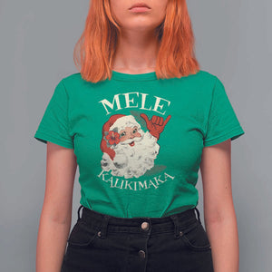 Christmas In Hawaii T Shirt For Women Mele Kalikimaka Retro Santa Shaka Aloha Xmas TS11 Irish Green Print Your Wear