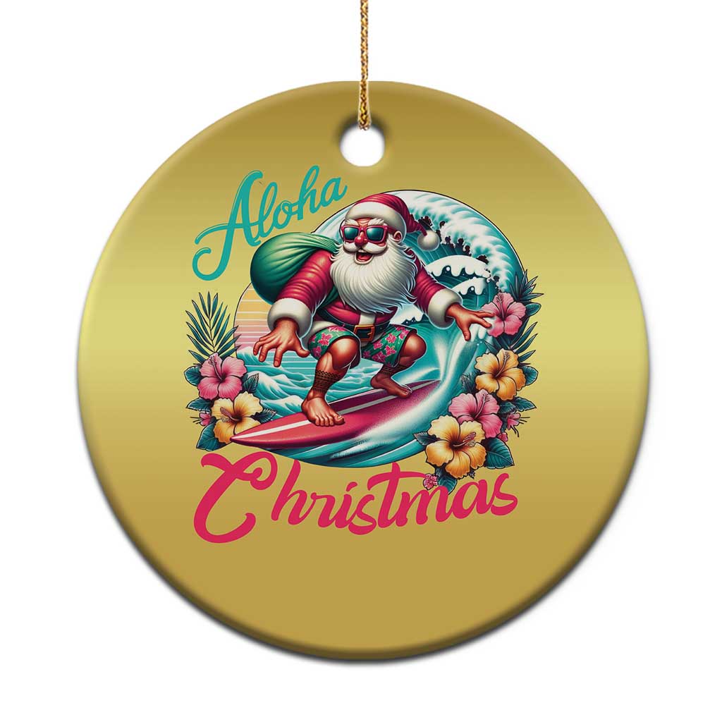 Xmas In Hawaii Christmas Ornament Aloha Xmas Santa Surfing Hibiscus Flower TS11 Print Your Wear