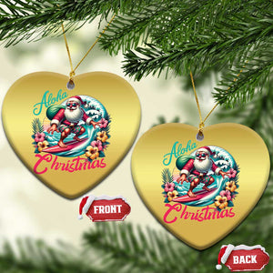 Xmas In Hawaii Christmas Ornament Aloha Xmas Santa Surfing Hibiscus Flower TS11 Heart Gold Print Your Wear