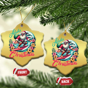 Xmas In Hawaii Christmas Ornament Aloha Xmas Santa Surfing Hibiscus Flower TS11 Snow Flake Gold Print Your Wear