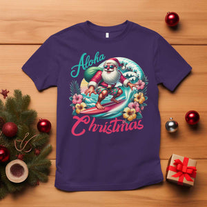 Christmas In Hawaii T Shirt Aloha Christmas Santa Surfing Hibiscus Flower TS11 Purple Print Your Wear